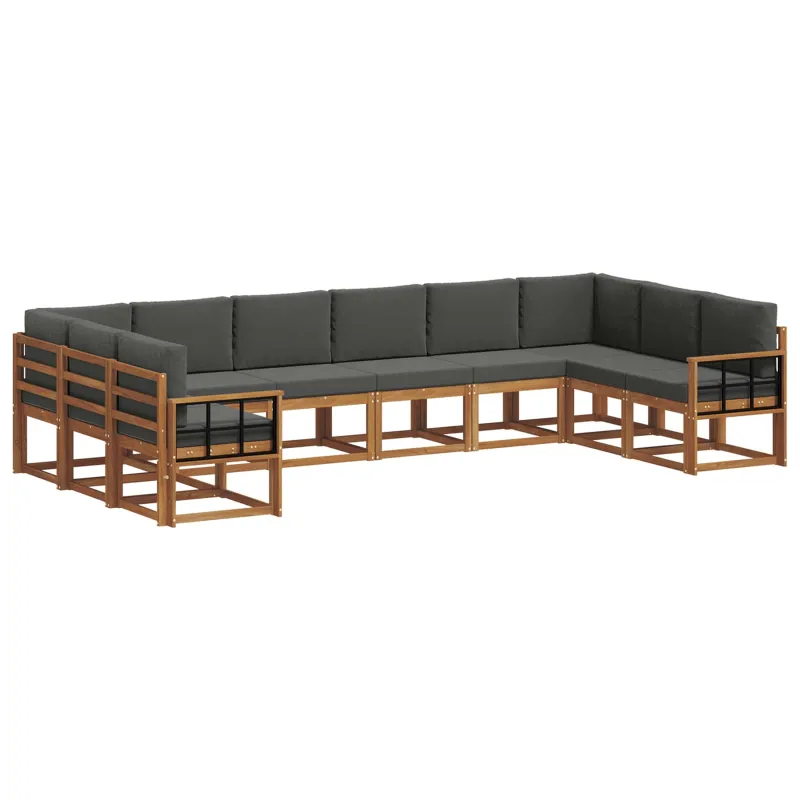 Lauko sofos komplektas 10 pcs Natūralus ir antracitas