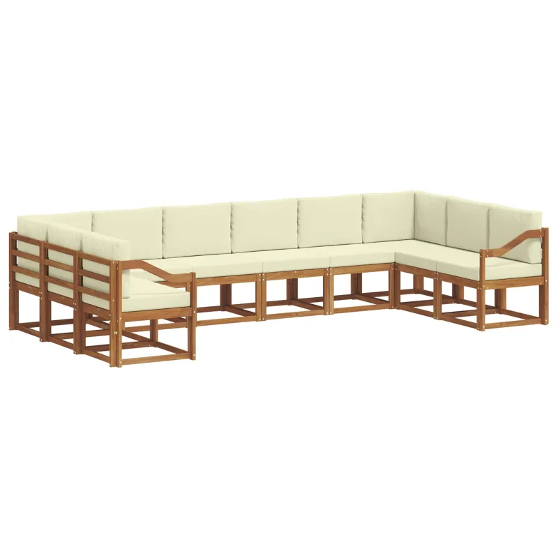 Lauko sofos komplektas 10 pcs Natūralus ir grietinėlė