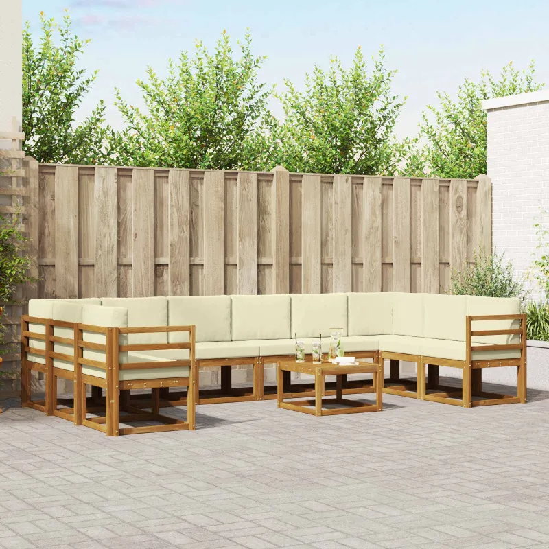Lauko sofos komplektas 11 pcs Natūralus ir grietinėlė