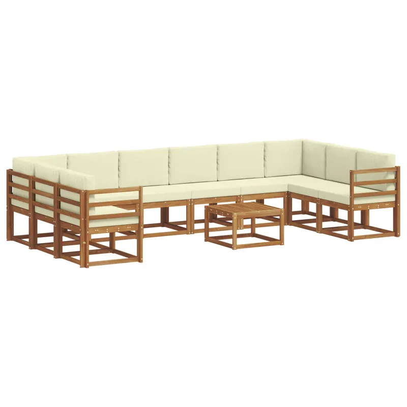 Lauko sofos komplektas 11 pcs Natūralus ir grietinėlė