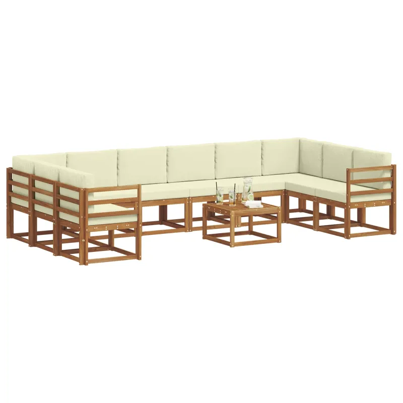 Lauko sofos komplektas 11 pcs Natūralus ir grietinėlė