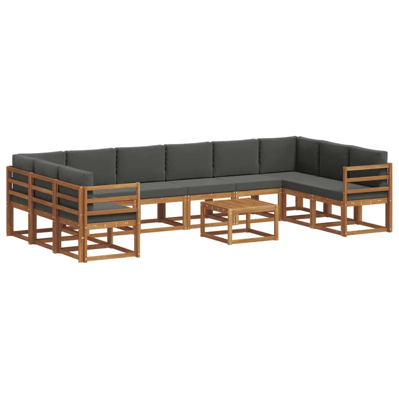 Lauko sofos komplektas 11 pcs Natūralus ir antracitas