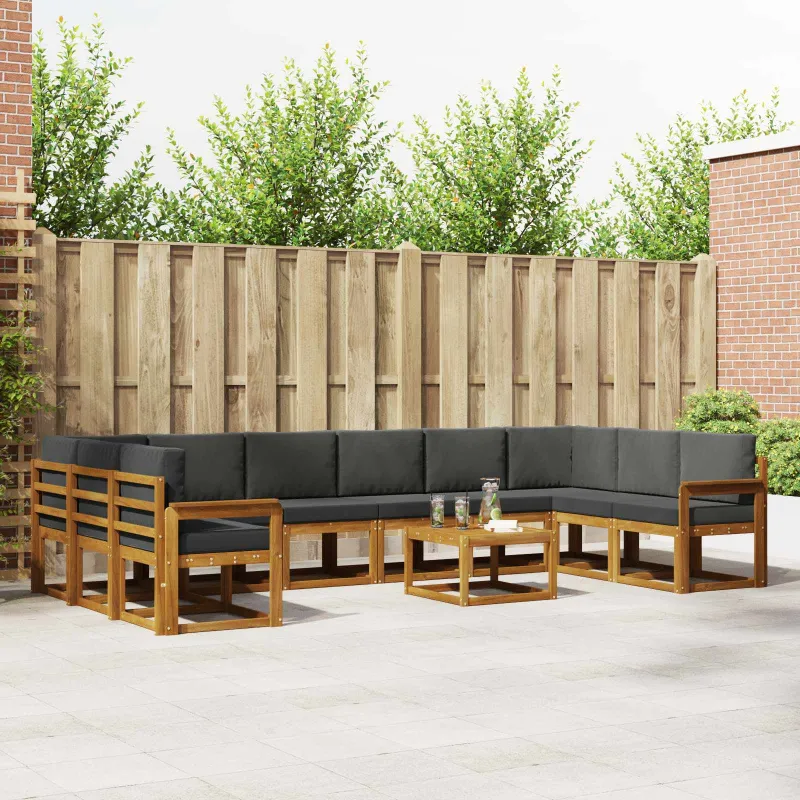 Lauko sofos komplektas 11 pcs Natūralus ir antracitas