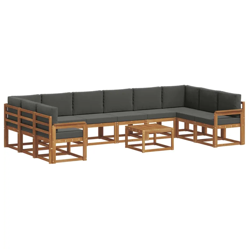 Lauko sofos komplektas 11 pcs Natūralus ir antracitas