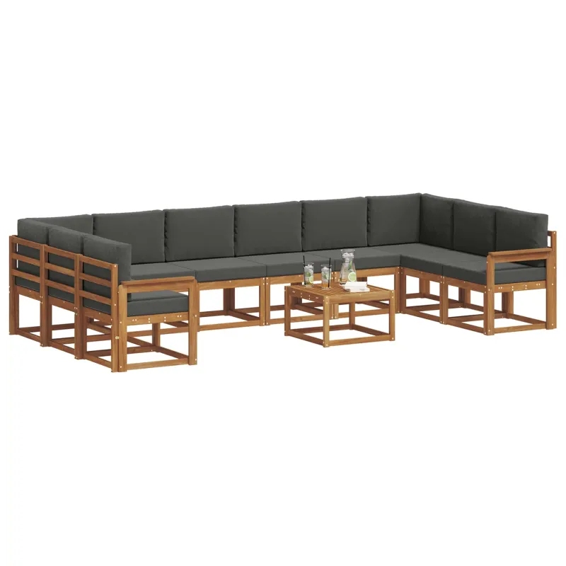 Lauko sofos komplektas 11 pcs Natūralus ir antracitas