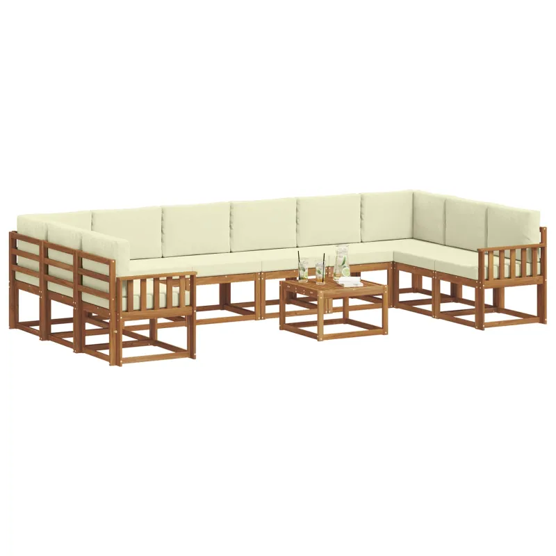 Lauko sofos komplektas 11 pcs Natūralus ir grietinėlė