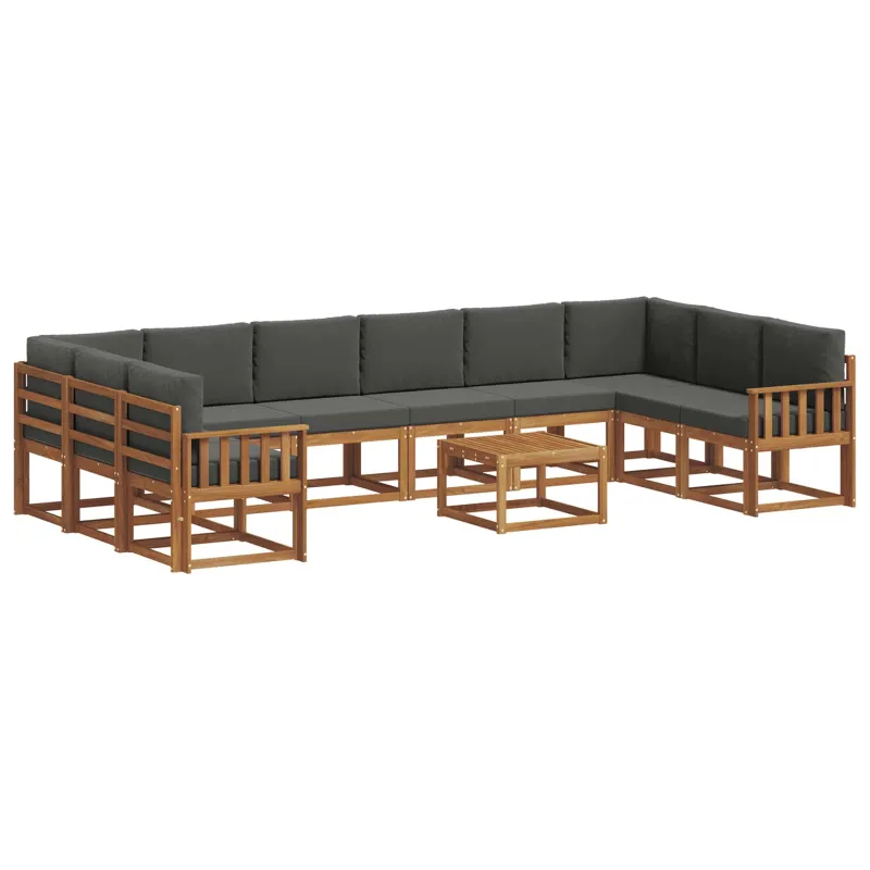 Lauko sofos komplektas 11 pcs Natūralus ir antracitas