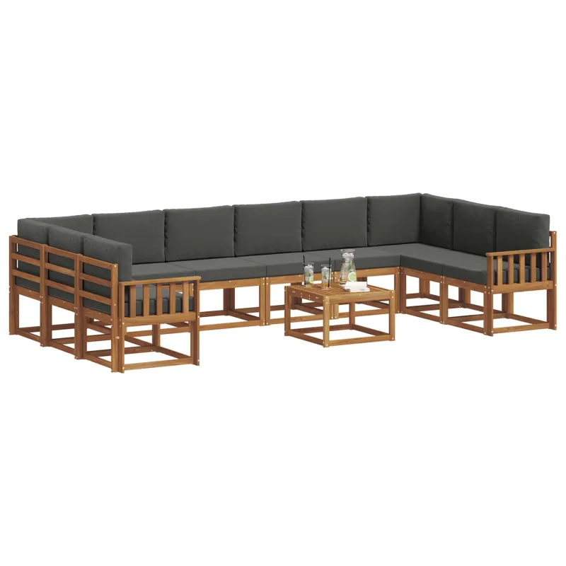 Lauko sofos komplektas 11 pcs Natūralus ir antracitas