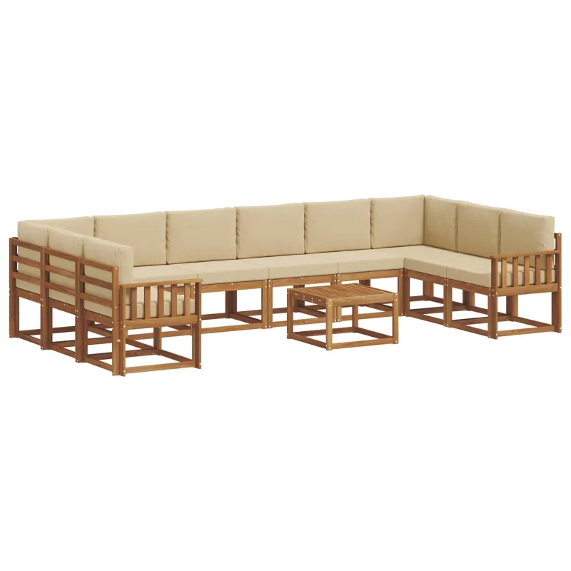 Lauko sofos komplektas su pagalve 11 pcs Natūralus ir bežinis