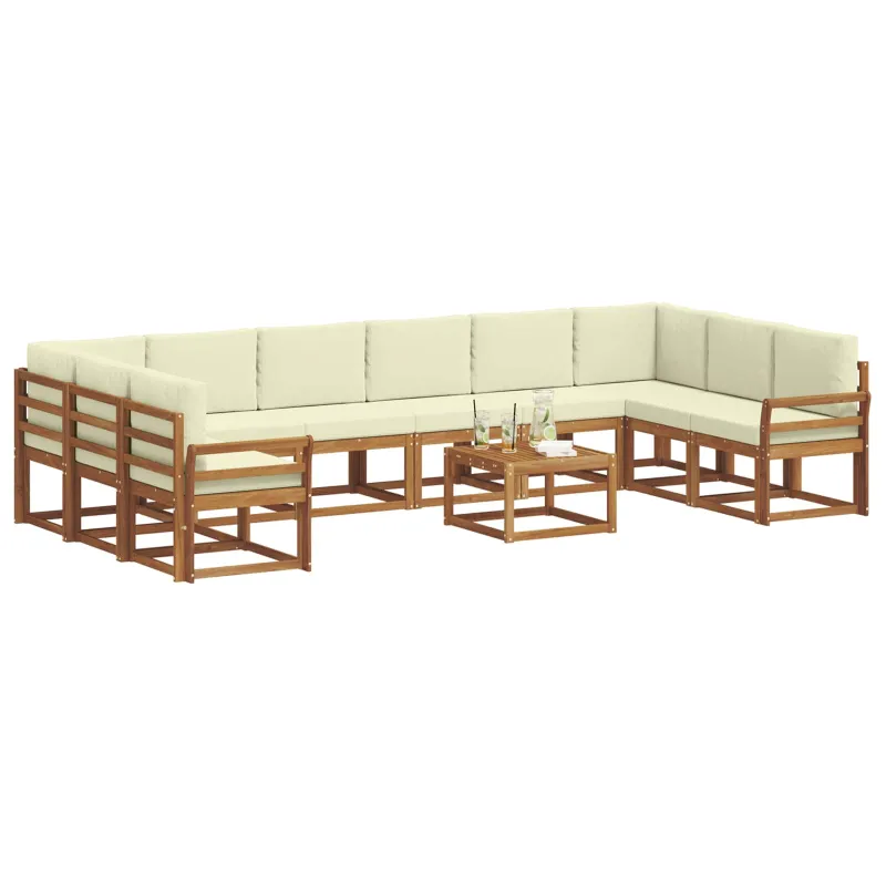 Lauko sofos komplektas 11 pcs Natūralus ir grietinėlė