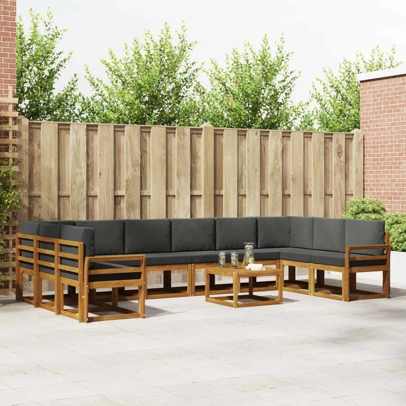 Lauko sofos komplektas 11 pcs Natūralus ir antracitas