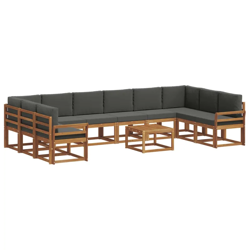 Lauko sofos komplektas 11 pcs Natūralus ir antracitas