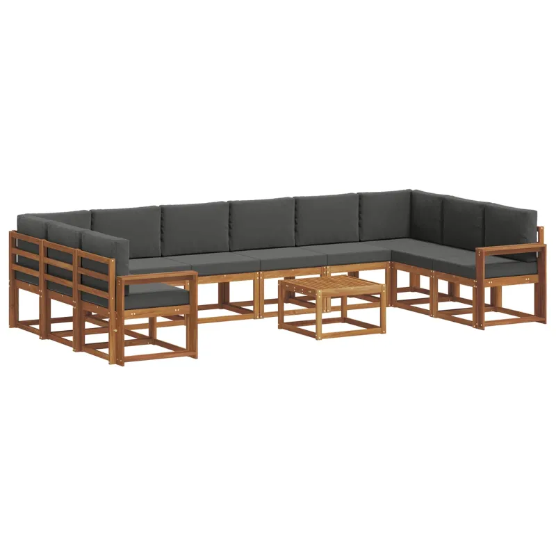 Lauko sofos komplektas 11 pcs Natūralus ir antracitas