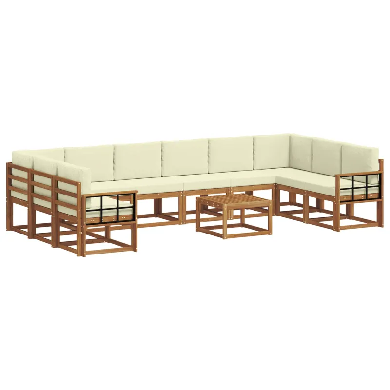 Lauko sofos komplektas 11 pcs Natūralus ir grietinėlė