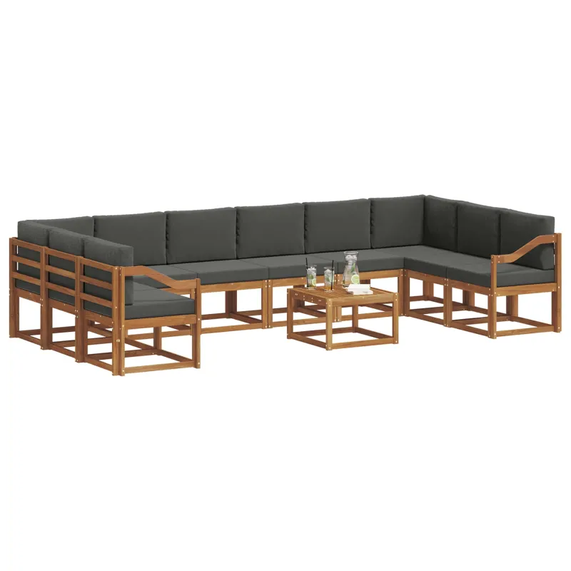 Lauko sofos komplektas 11 pcs Natūralus ir antracitas