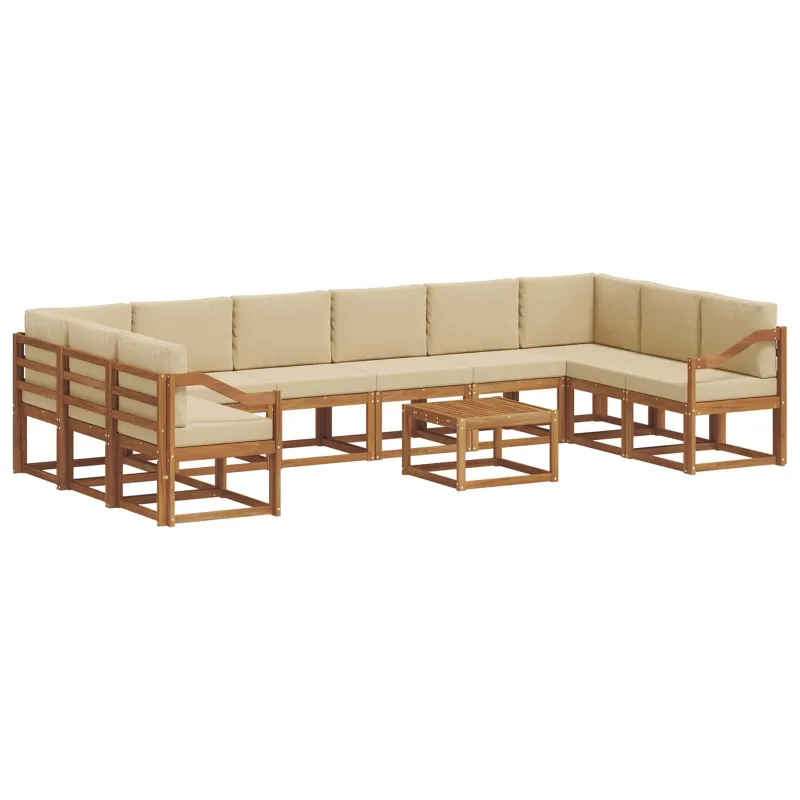 Lauko sofos komplektas su pagalve 11 pcs Natūralus ir bežinis