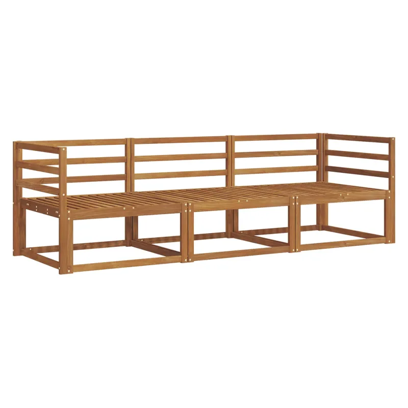 Lauko sofos komplektas 3 pcs Natūrali Kietos akacijos mediena