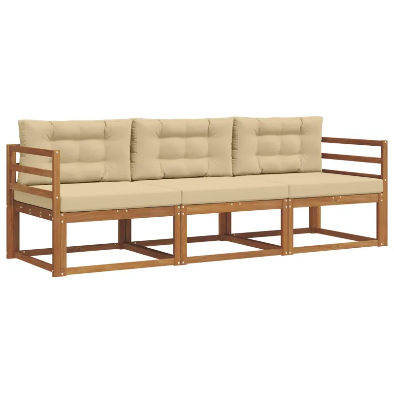 Lauko sofos komplektas su pagalve 3 pcs Natūralus ir bežinis