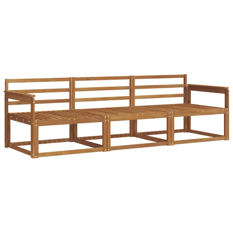 Lauko sofos komplektas 3 pcs Natūrali Kietos akacijos mediena