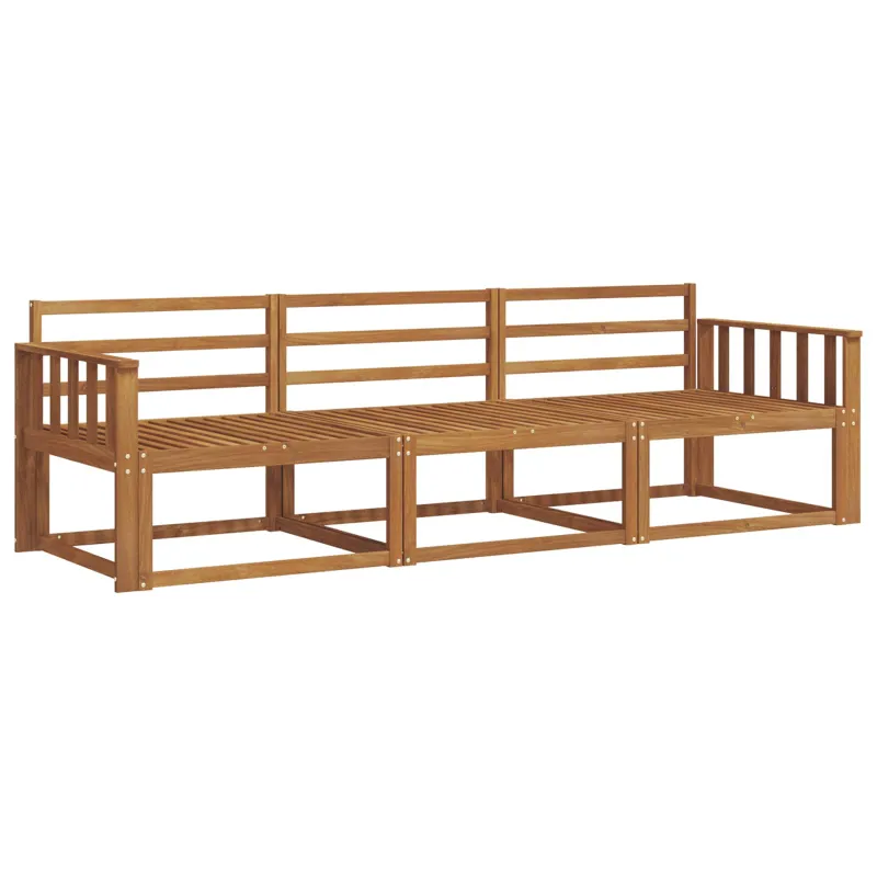 Lauko sofos komplektas 3 pcs Natūrali Kietos akacijos mediena