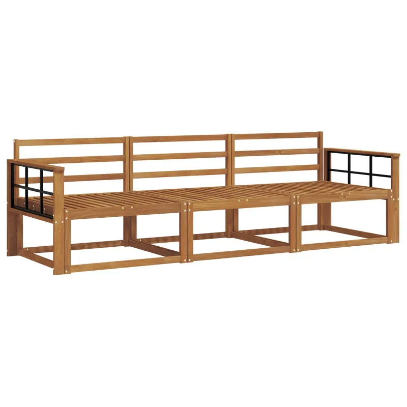 Lauko sofos komplektas 3 pcs Natūrali Kietos akacijos mediena