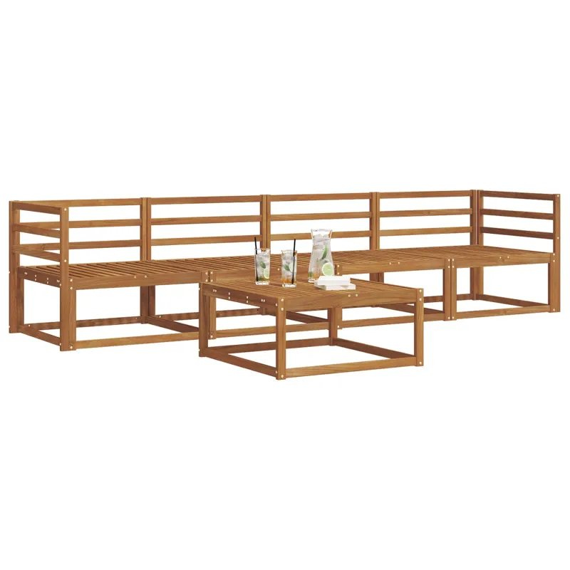 Lauko sofos komplektas 5 pcs Natūrali Kietos akacijos mediena