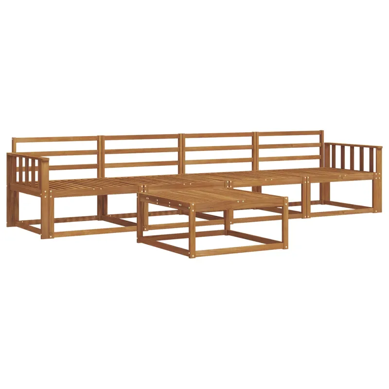 Lauko sofos komplektas 5 pcs Natūrali Kietos akacijos mediena