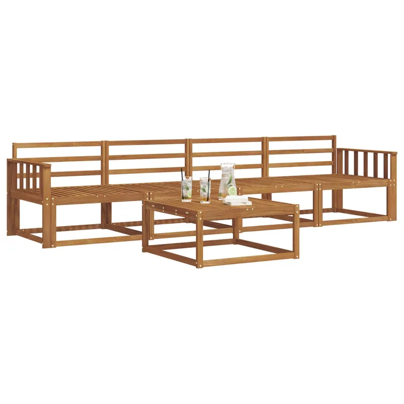 Lauko sofos komplektas 5 pcs Natūrali Kietos akacijos mediena