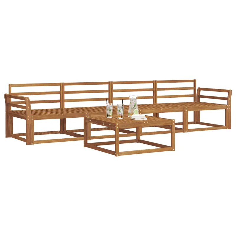 Lauko sofos komplektas 5 pcs Natūrali Kietos akacijos mediena