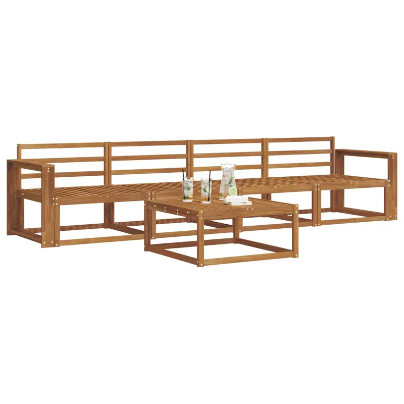 Lauko sofos komplektas 5 pcs Natūrali Kietos akacijos mediena