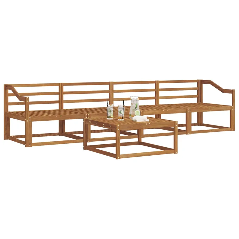 Lauko sofos komplektas 5 pcs Natūrali Kietos akacijos mediena