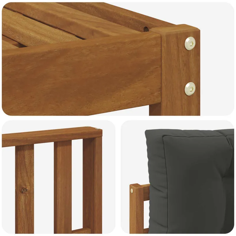 Lauko sofos komplektas su pagalve 6 pcs Natūralus ir antracitas