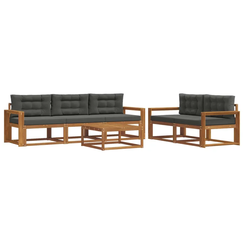 Lauko sofos komplektas su pagalve 6 pcs Natūralus ir antracitas