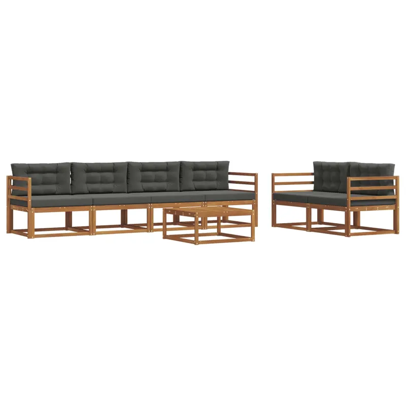 Lauko sofos komplektas su pagalve 7 pcs Natūralus ir antracitas
