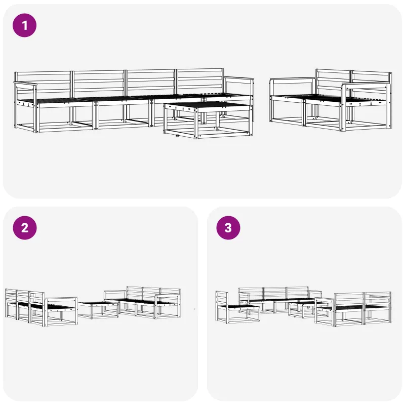 Lauko sofos komplektas 7 pcs Natūrali Kietos akacijos mediena