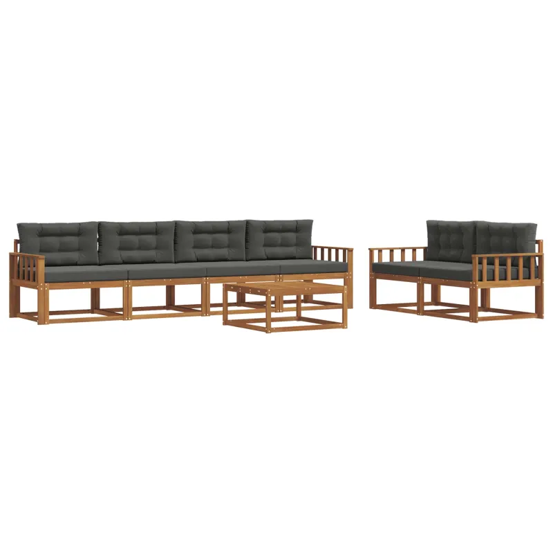 Lauko sofos komplektas su pagalve 7 pcs Natūralus ir antracitas