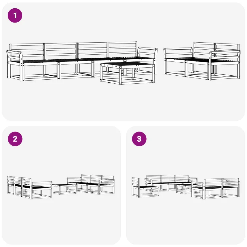 Lauko sofos komplektas 7 pcs Natūrali Kietos akacijos mediena