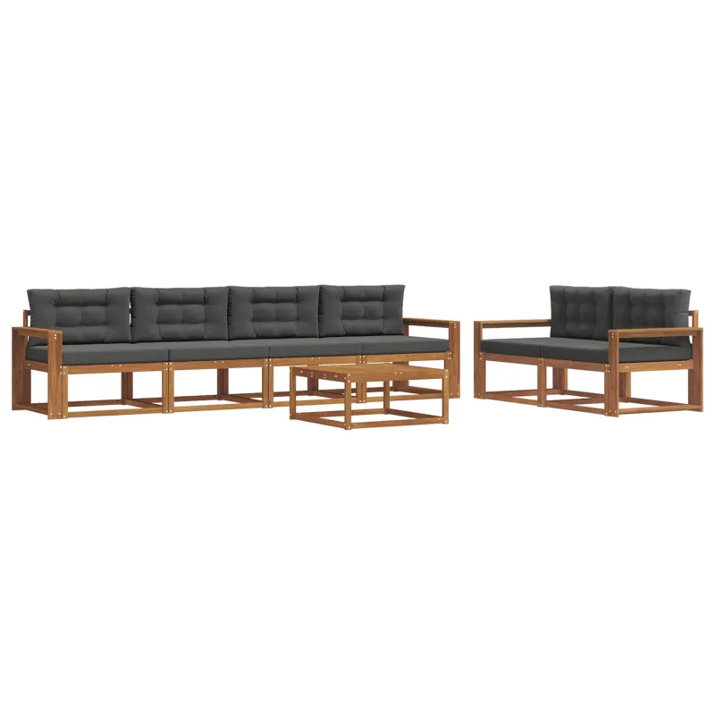 Lauko sofos komplektas su pagalve 7 pcs Natūralus ir antracitas