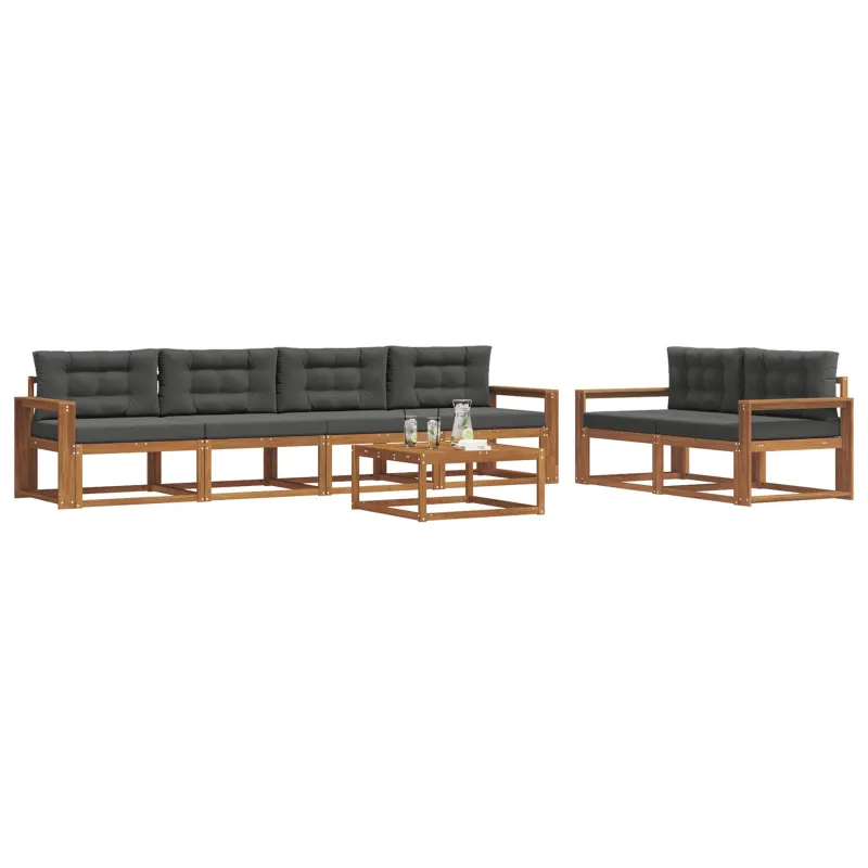 Lauko sofos komplektas su pagalve 7 pcs Natūralus ir antracitas