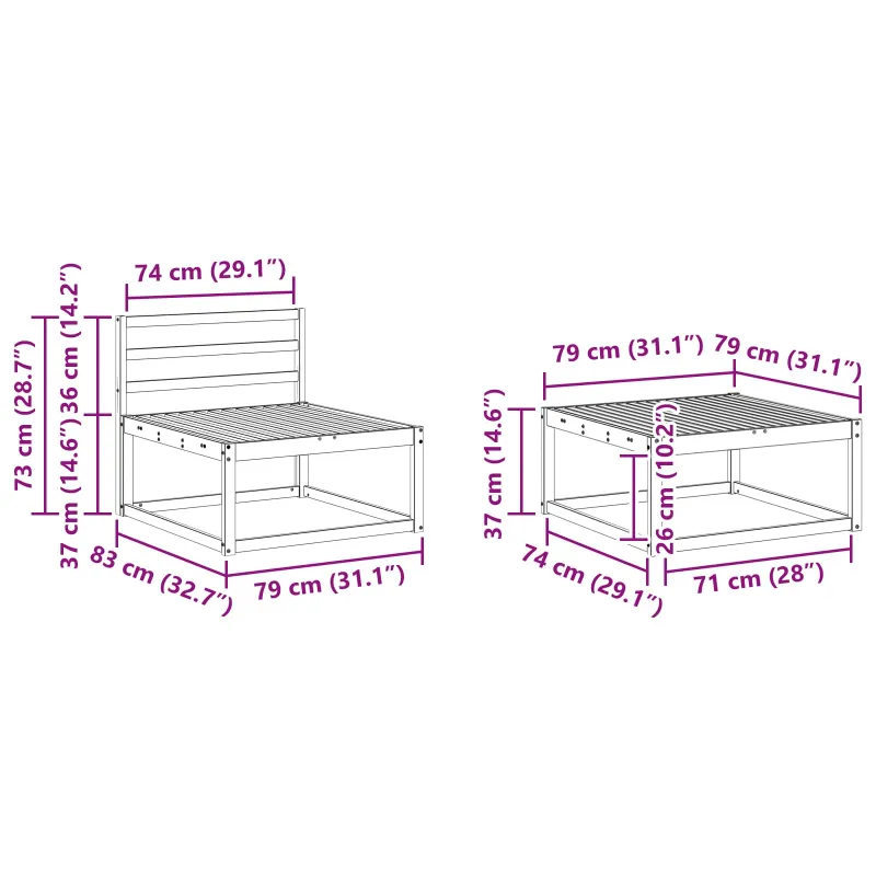 Lauko sofos komplektas 7 pcs Natūrali Kietos akacijos mediena