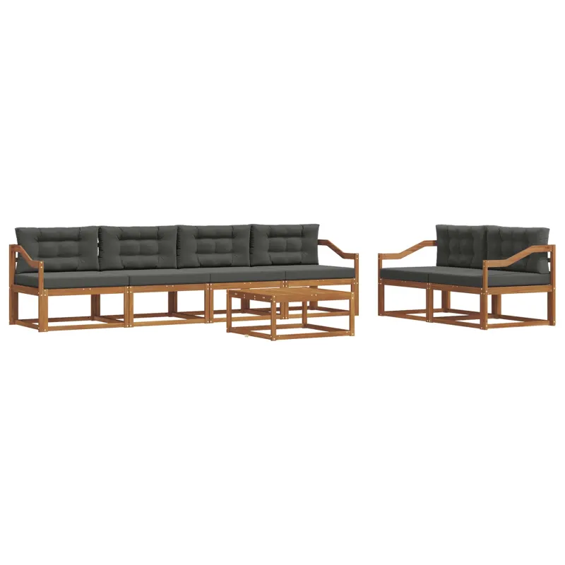 Lauko sofos komplektas su pagalve 7 pcs Natūralus ir antracitas