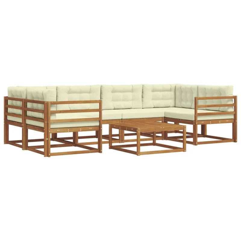 Lauko sofos komplektas 7 pcs Natūralus ir grietinėlė