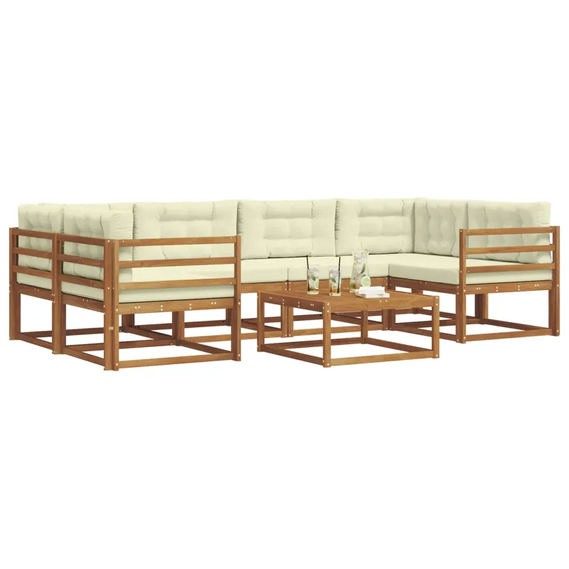 Lauko sofos komplektas 7 pcs Natūralus ir grietinėlė