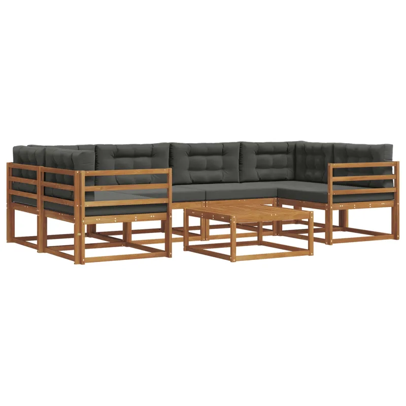Lauko sofos komplektas su pagalve 7 pcs Natūralus ir antracitas