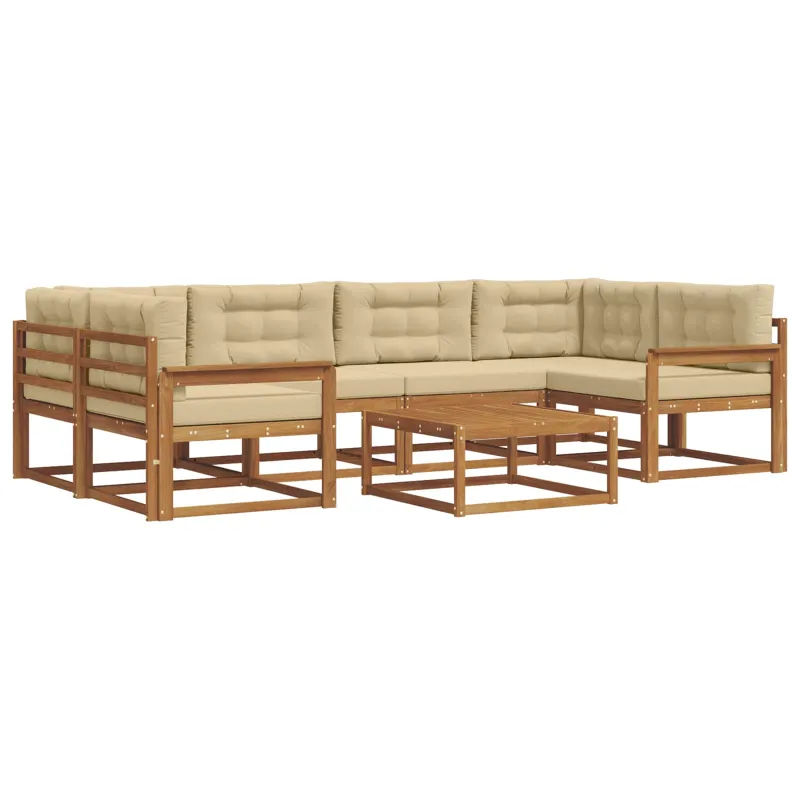 Lauko sofos komplektas 7 pcs Natūralus ir bežinis