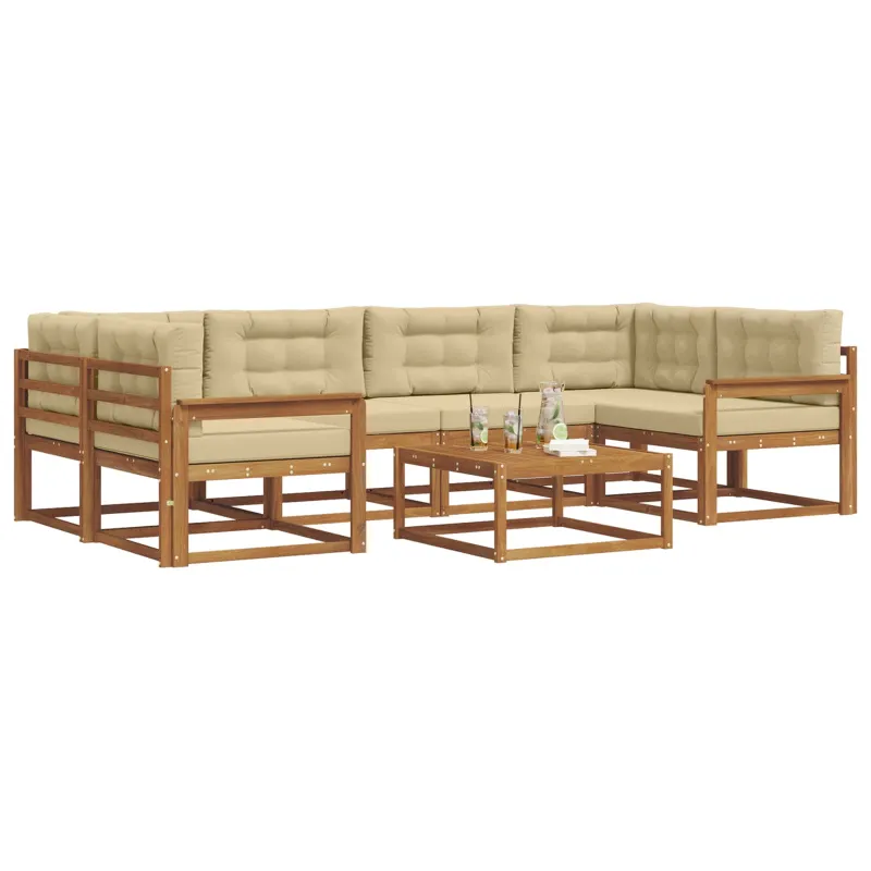 Lauko sofos komplektas 7 pcs Natūralus ir bežinis