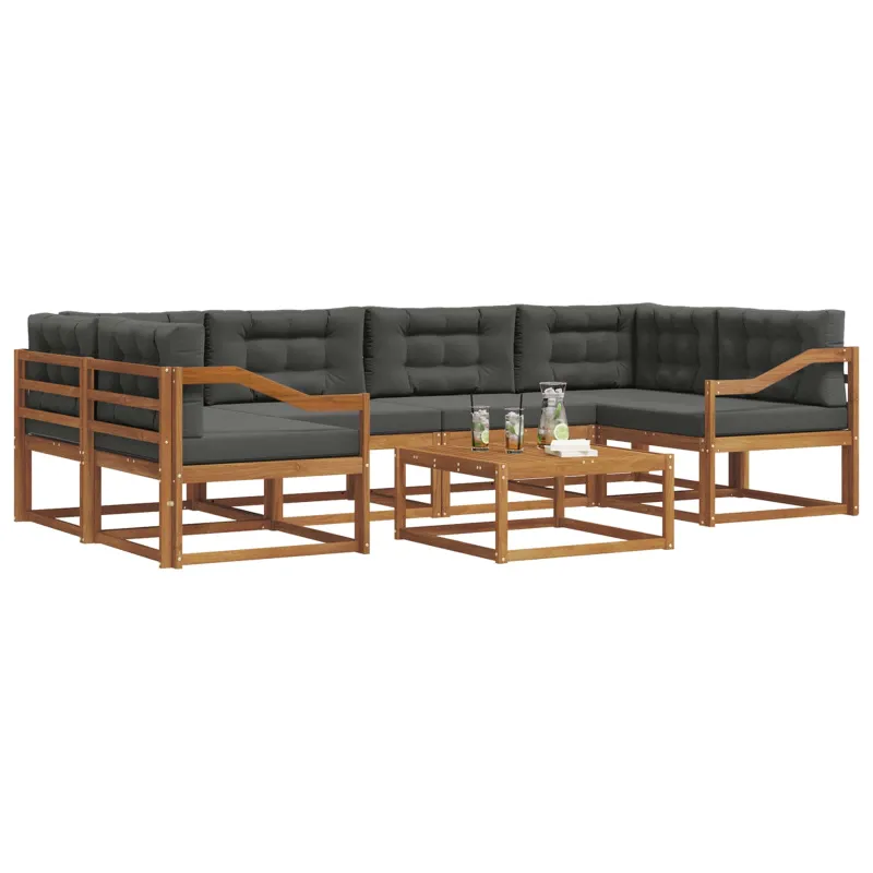 Lauko sofos komplektas su pagalve 7 pcs Natūralus ir antracitas