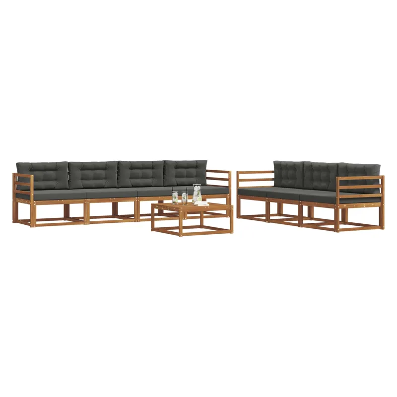 Lauko sofos komplektas su pagalve 8 pcs Natūralus ir antracitas