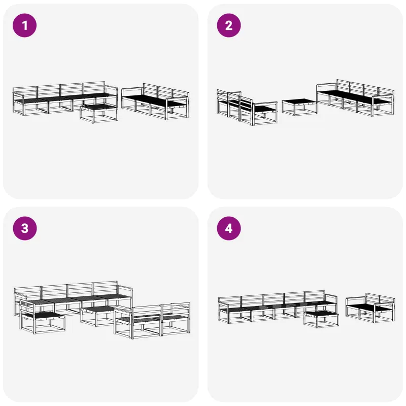 Lauko sofos komplektas 8 pcs Natūrali Kietos akacijos mediena