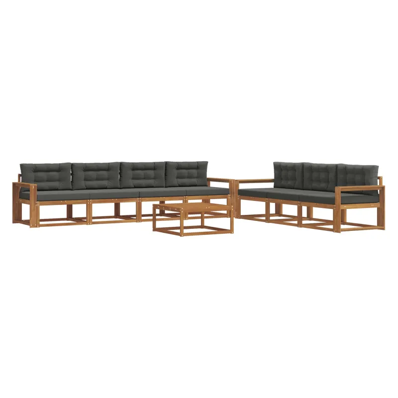 Lauko sofos komplektas su pagalve 8 pcs Natūralus ir antracitas